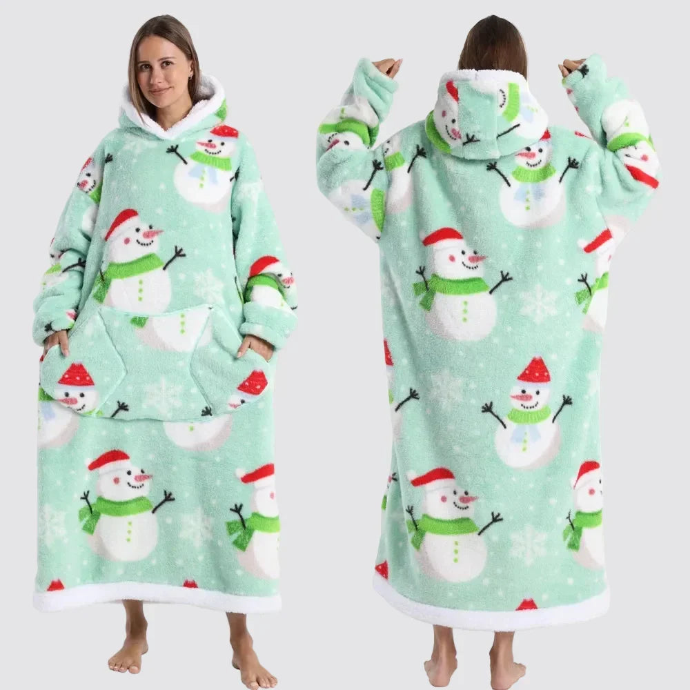 Blanket Hoodie Oversized Knee-Length Large Hood & Machine Washable