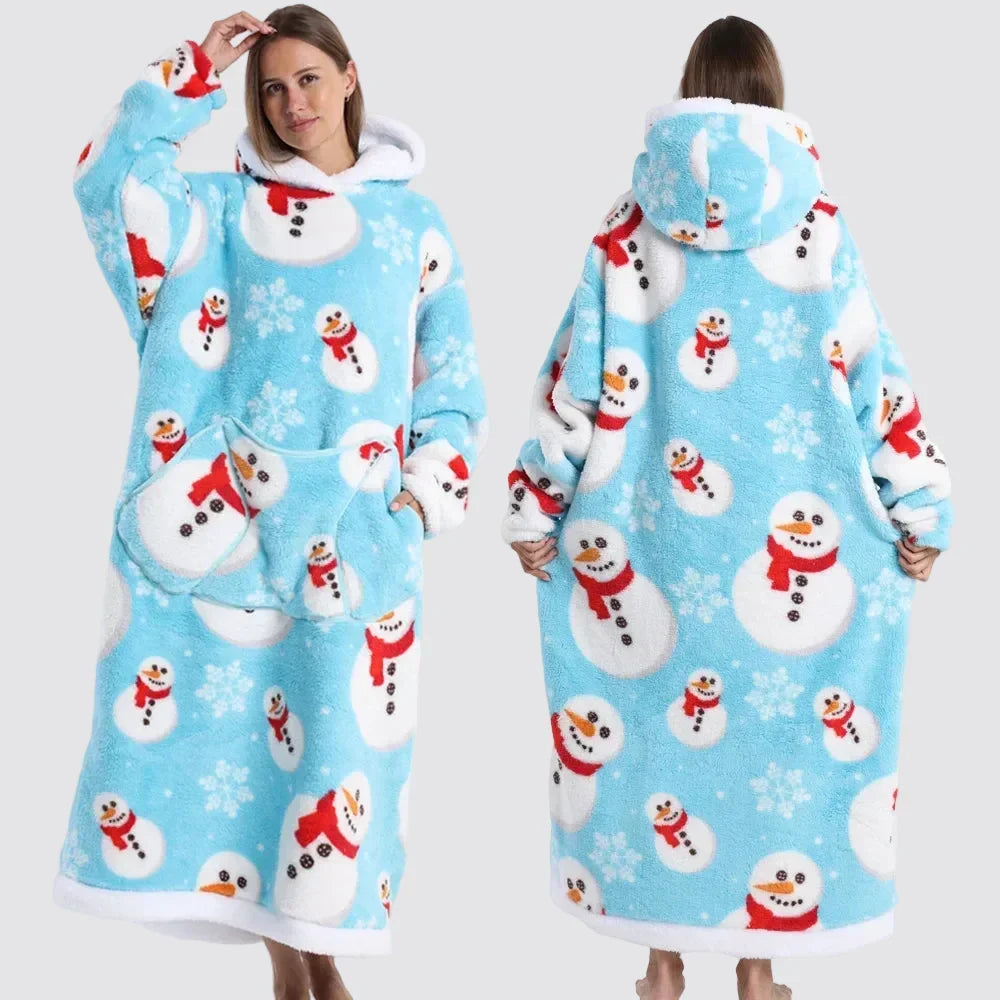 Blanket Hoodie Oversized Knee-Length Large Hood & Machine Washable