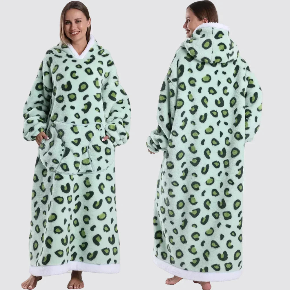 Blanket Hoodie Oversized Knee-Length Large Hood & Machine Washable