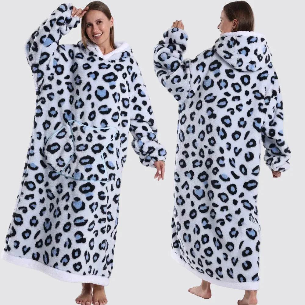 Blanket Hoodie Oversized Knee-Length Large Hood & Machine Washable
