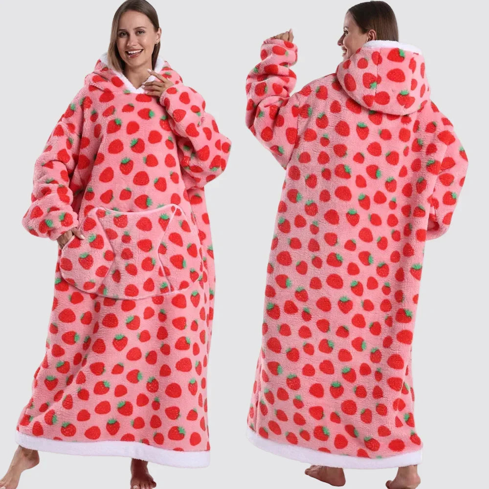Blanket Hoodie Oversized Knee-Length Large Hood & Machine Washable