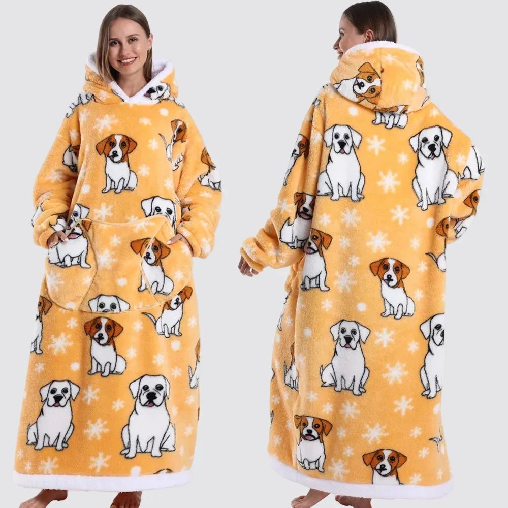 Blanket Hoodie Oversized Knee-Length Large Hood & Machine Washable