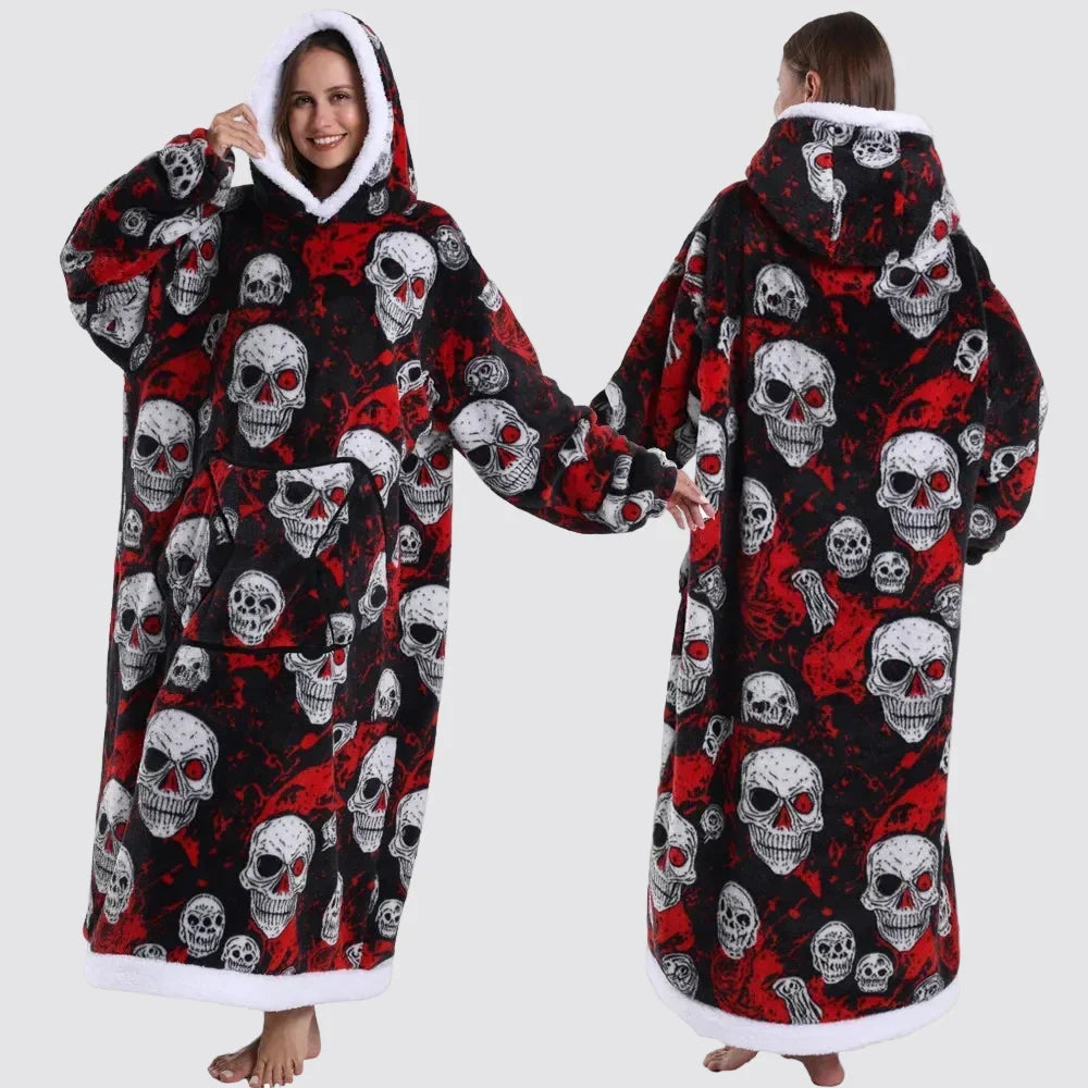 Blanket Hoodie Oversized Knee-Length Large Hood & Machine Washable