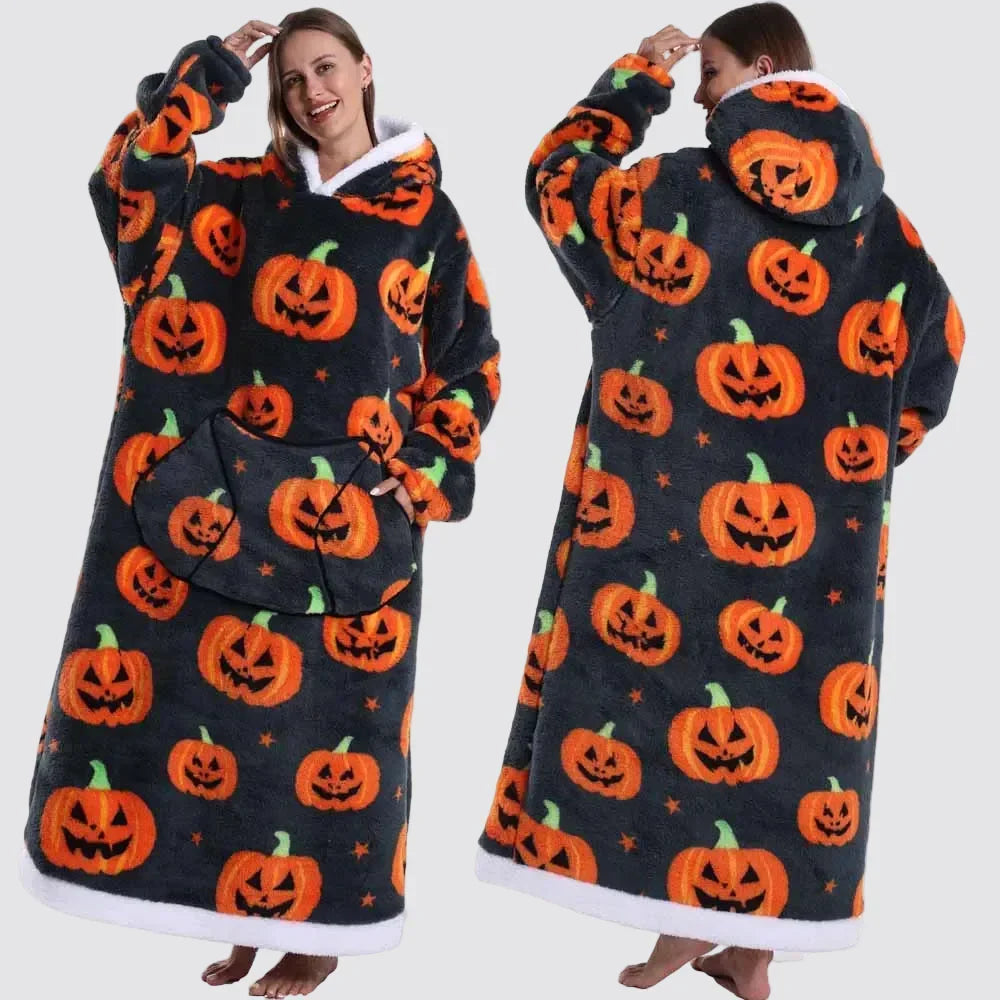 Blanket Hoodie Oversized Knee-Length Large Hood & Machine Washable