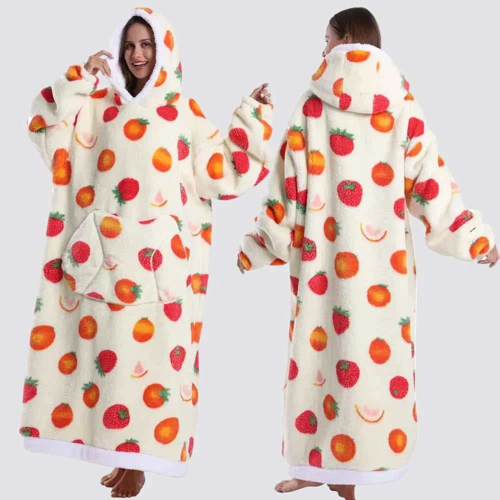 Blanket Hoodie Oversized Knee-Length Large Hood & Machine Washable
