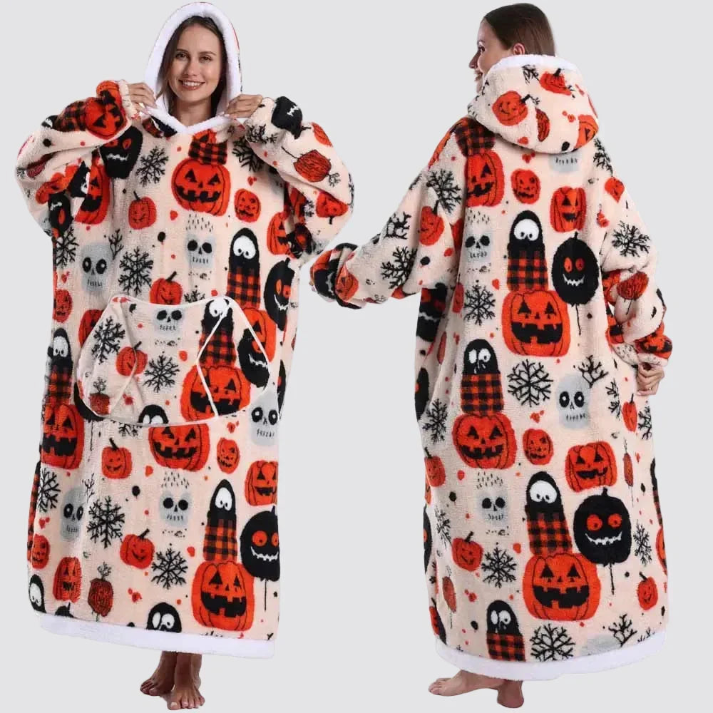 Blanket Hoodie Oversized Knee-Length Large Hood & Machine Washable