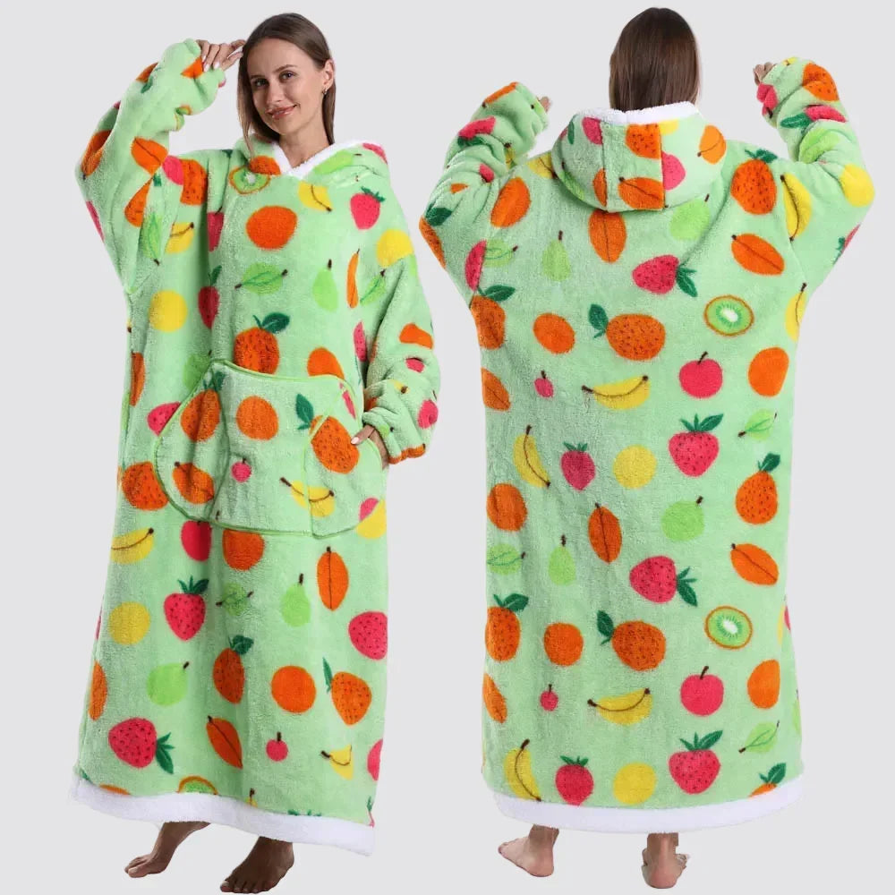 Blanket Hoodie Oversized Knee-Length Large Hood & Machine Washable