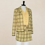 Blazer & Skirt Set Matching Plaid Two-Piece