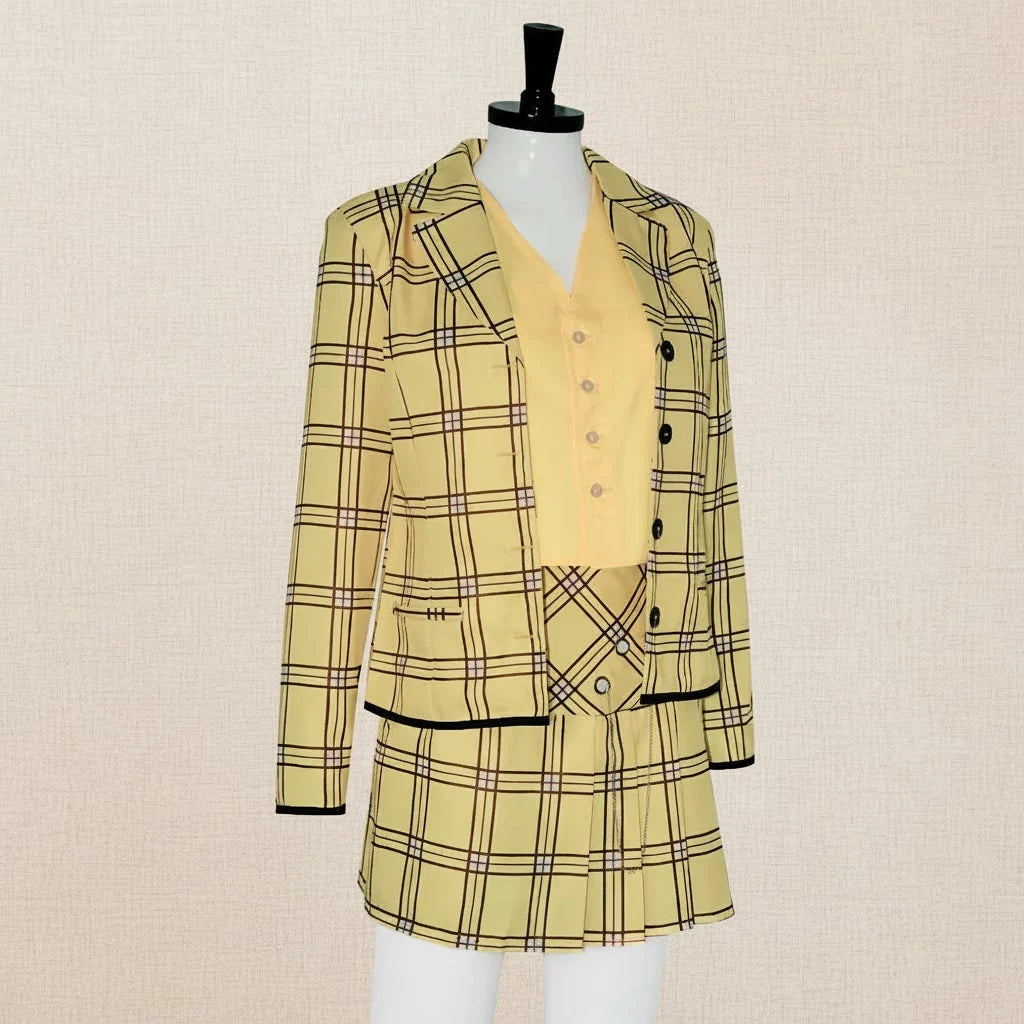 Blazer & Skirt Set Plaid Sizes S to 3XL