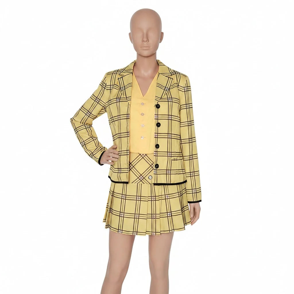 Blazer & Skirt Set Plaid Sizes S to 3XL