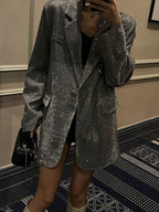 Blazer Sparkling Sequin Oversized Fit Soft Fabric
