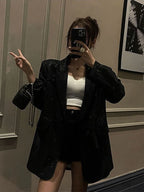 Blazer Sparkling Sequin Oversized Fit Soft Fabric