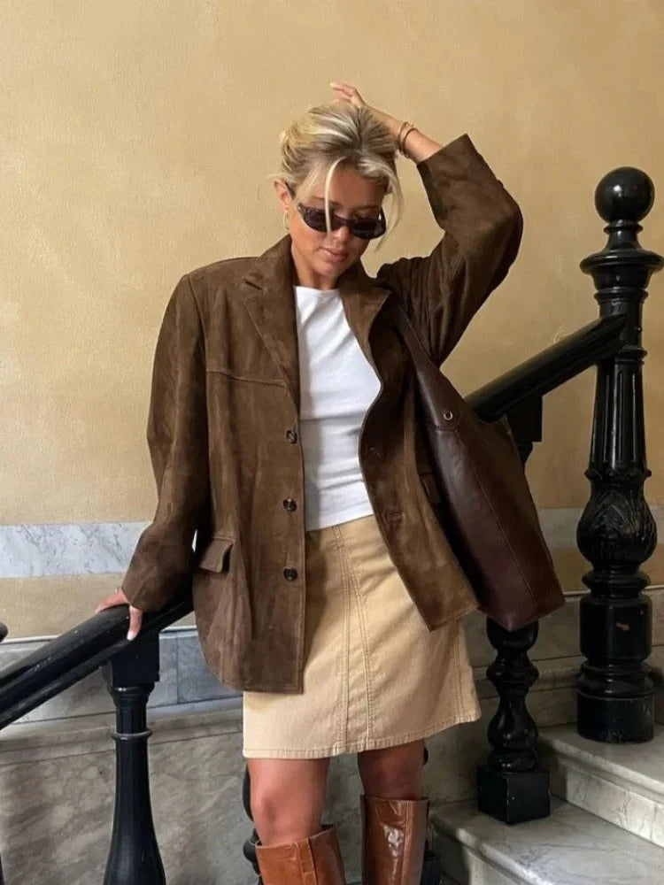 Blazer Tailored Suede-Like Polyester Breathable Lining
