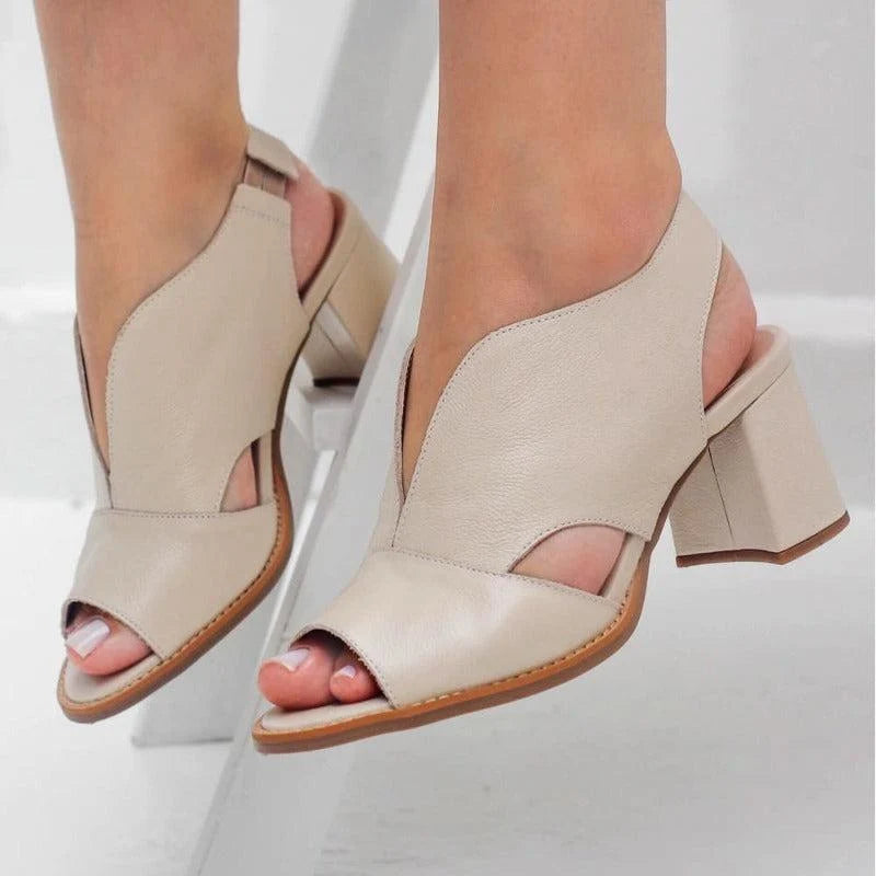 Block Heel Sandals Open Toe Padded Footbed
