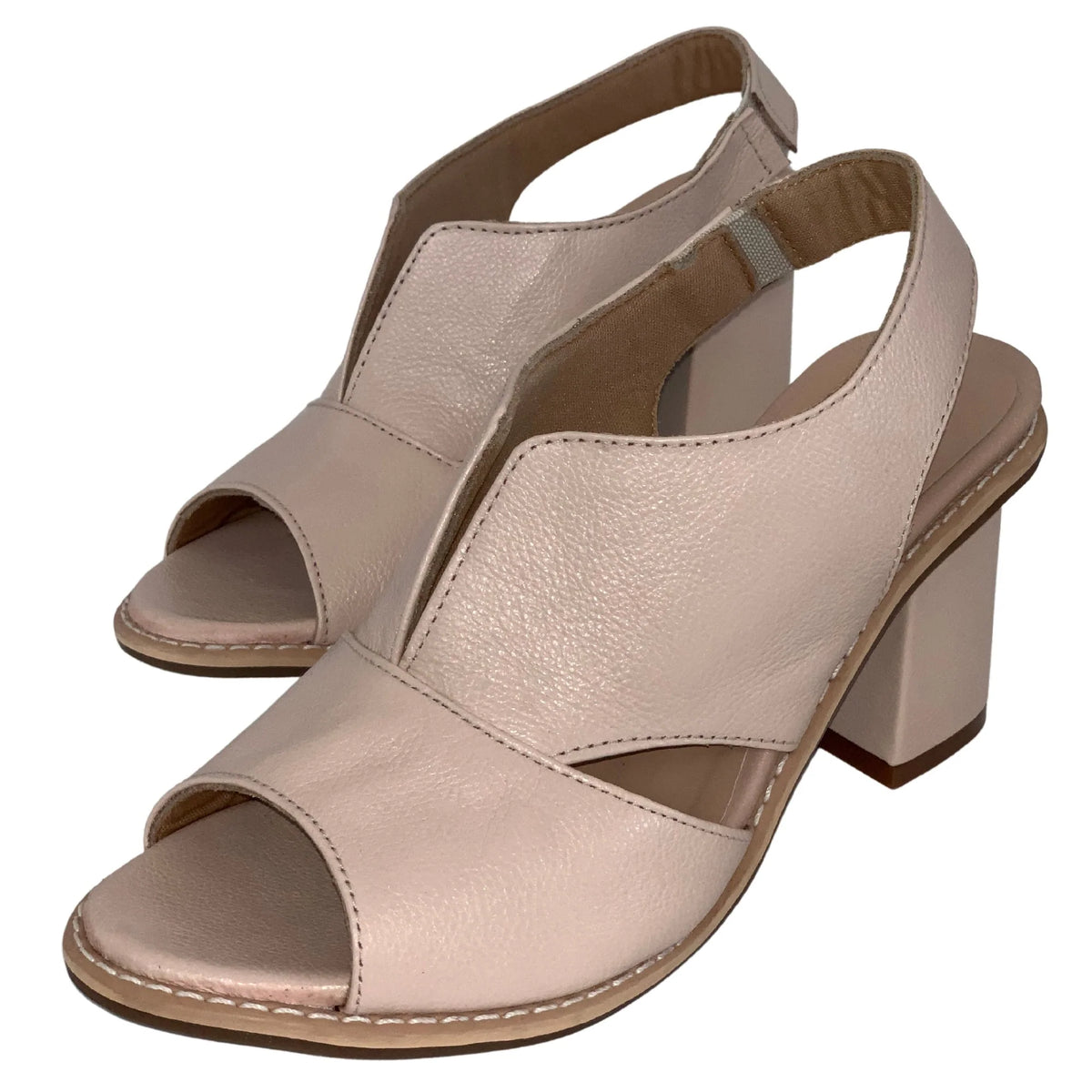 Block Heel Sandals Open Toe Padded Footbed