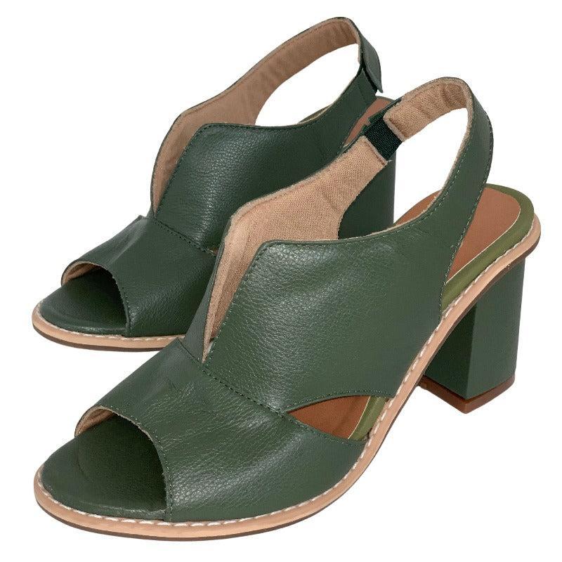 Block Heel Sandals Open Toe Padded Footbed