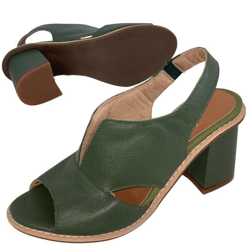 Block Heel Sandals Open Toe Padded Footbed