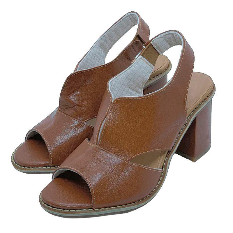 Block Heel Sandals Open Toe Padded Footbed