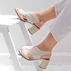 Block Heel Sandals Open Toe Padded Footbed