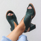 Block Heel Sandals Open Toe Padded Footbed