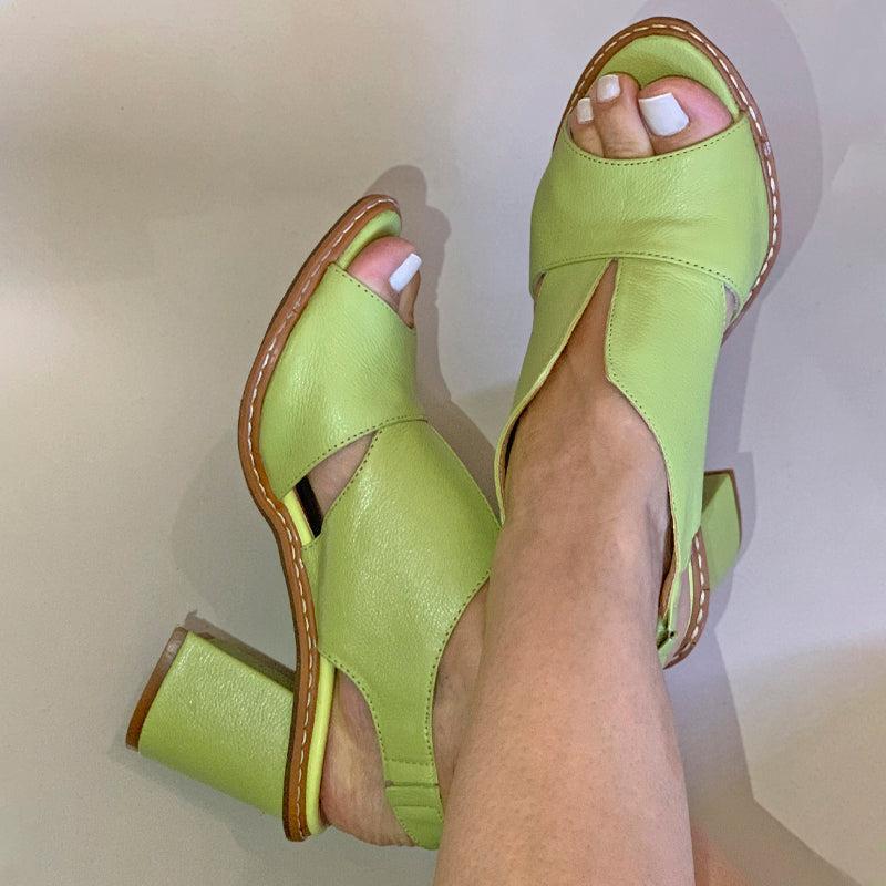 Block Heel Sandals Open Toe Padded Footbed