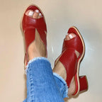 Block Heel Sandals Open Toe Padded Footbed