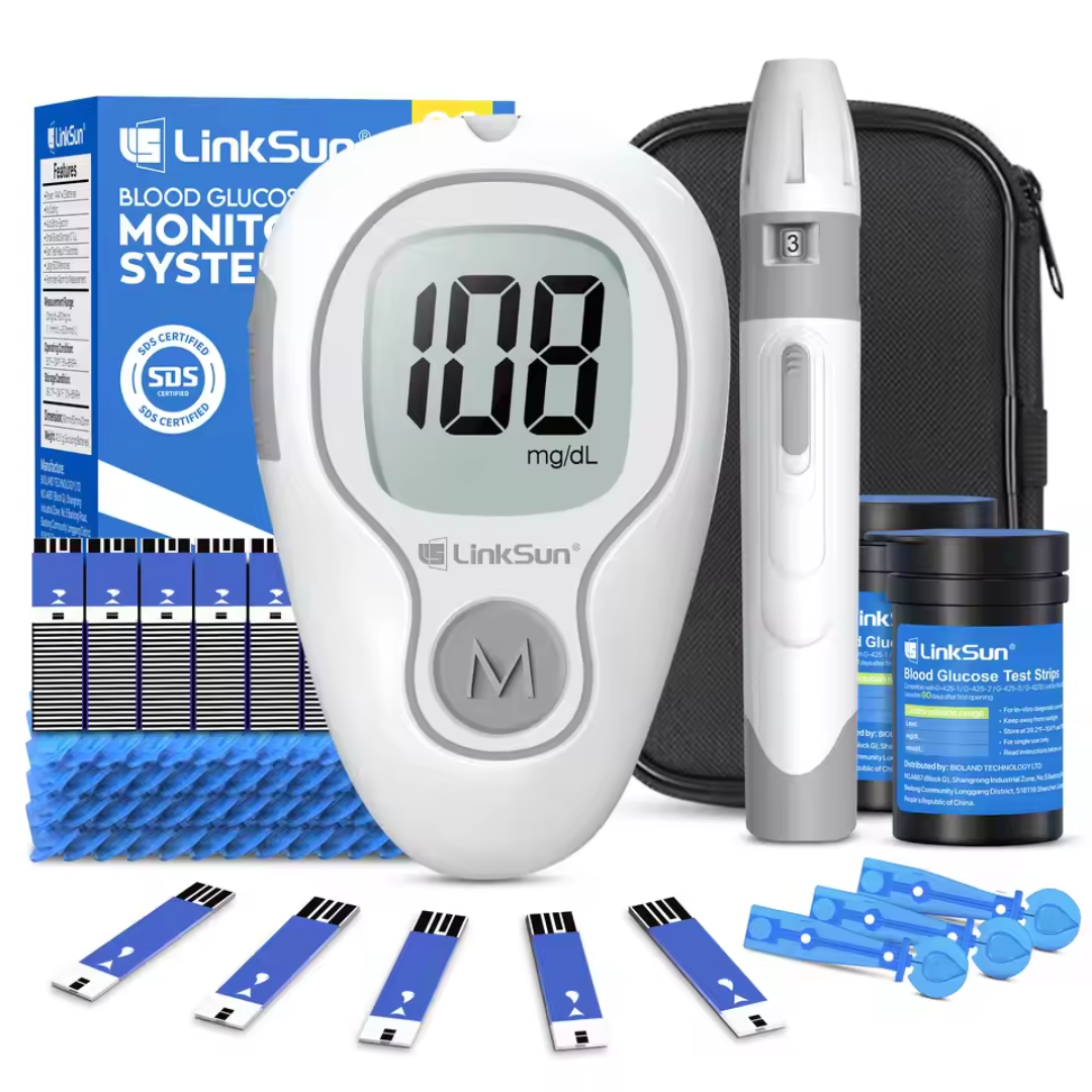 Blood Glucose Meter Clear LCD Stores 500 Results