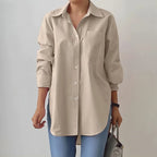 Blouse Oversized Fit Extended Hem Side Slits