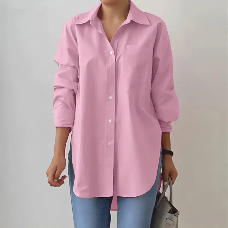 Blouse Oversized Fit Extended Hem Side Slits