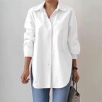 Blouse Oversized Fit Extended Hem Side Slits