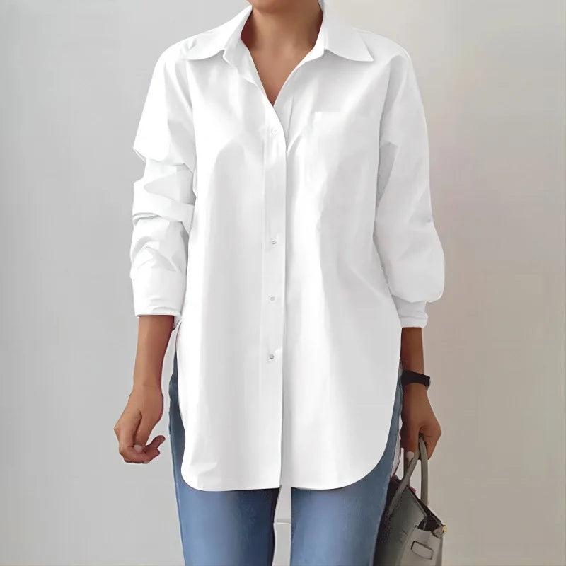Blouse Oversized Fit Extended Hem Side Slits