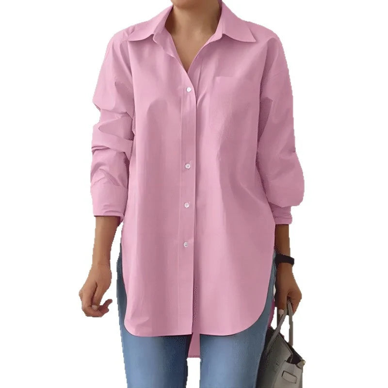Blouse Oversized Fit Extended Hem Side Slits