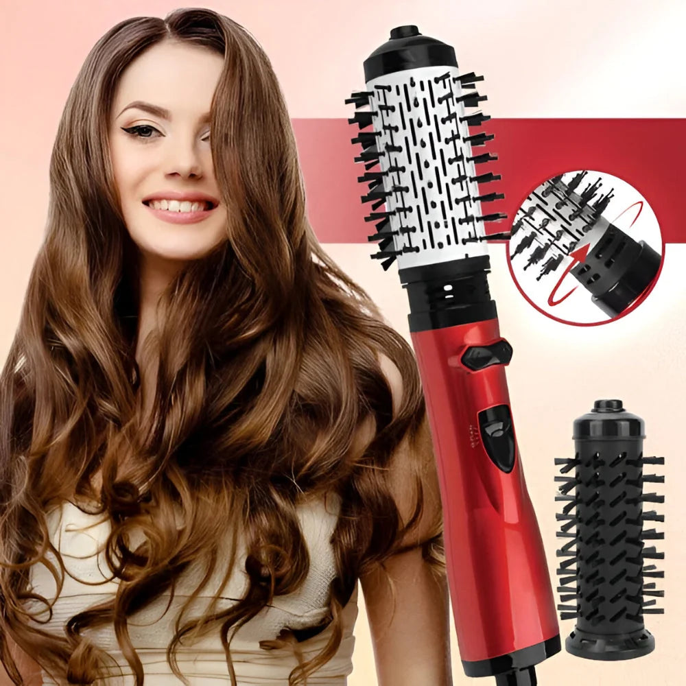 Blow Dryer Brush Rotating Interchangeable Brush Heads & 3 Heat Settings