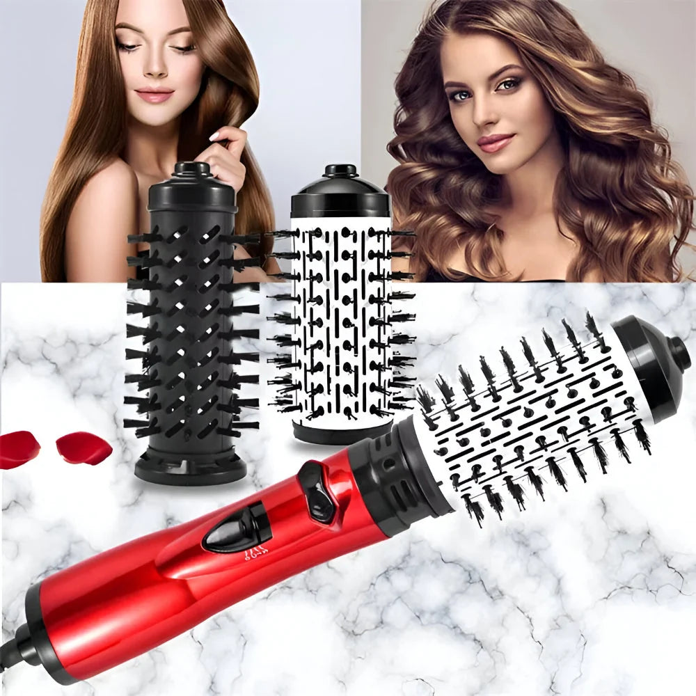 Blow Dryer Brush Rotating Interchangeable Brush Heads & 3 Heat Settings