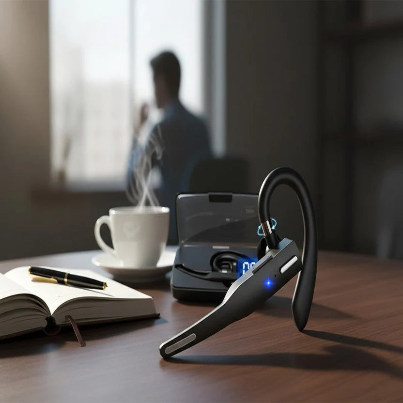 Bluetooth Headset Dual Mic Noise-Cancelling 25-Hour Battery