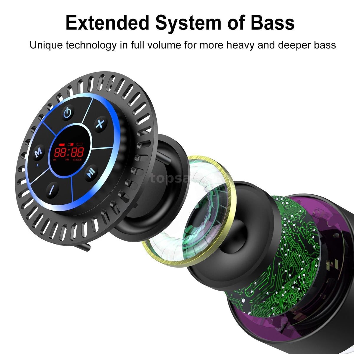 Bluetooth Shower Speaker IPX7 Waterproof 12-Hour Battery
