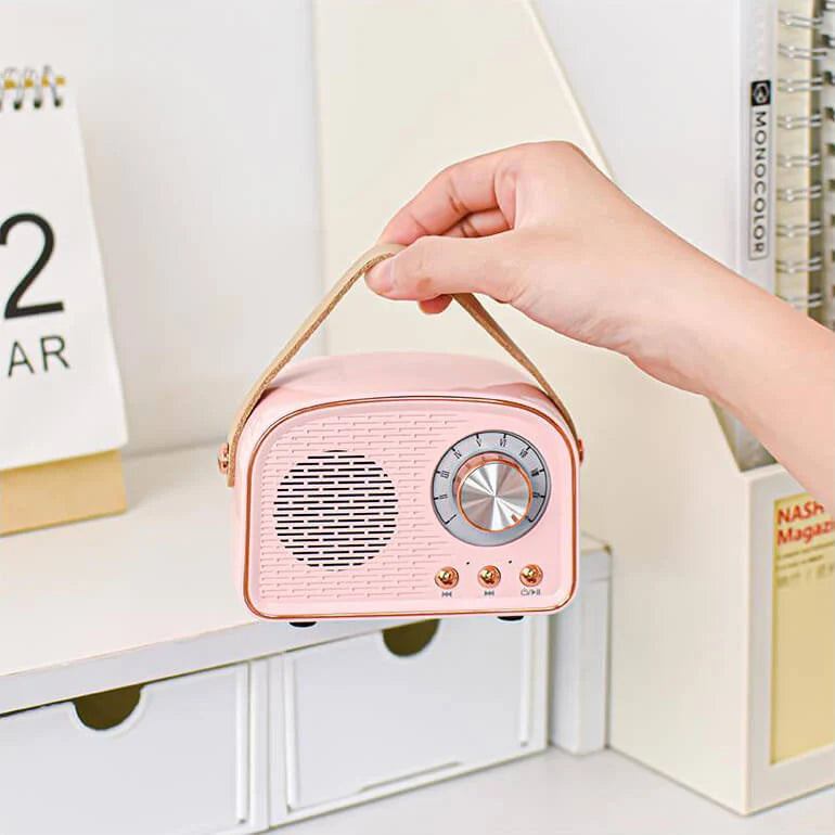 Bluetooth Speaker Retro Design Portable Handle 8-Hour Playback