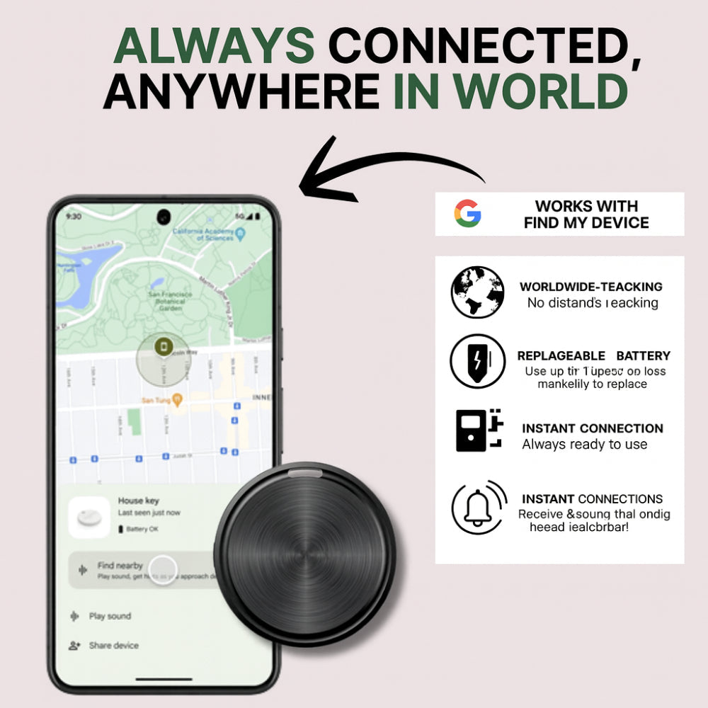 Bluetooth Tracker Real-Time Global Tracking 12-Month Battery