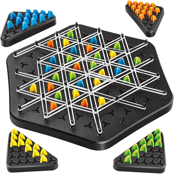 Board Game Triangle Strategy Wooden Pegs
