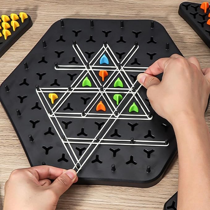 Board Game Triangle Strategy Wooden Pegs