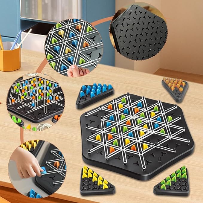 Board Game Triangle Strategy Wooden Pegs