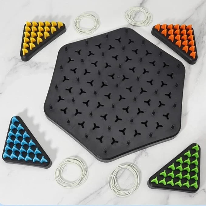 Board Game Triangle Strategy Wooden Pegs
