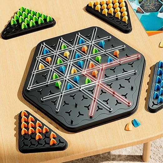 Board Game Triangle Strategy Wooden Pegs