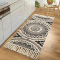 Bohemian Black & Cream Cotton Runner Mat (Machine Washable)