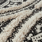 Bohemian Black & Cream Cotton Runner Mat (Machine Washable)