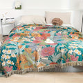 Bohemian Floral Cotton Tassel Blanket