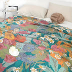 Bohemian Floral Cotton Tassel Blanket