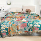 Bohemian Floral Patchwork Cotton Throw Blanket