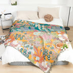 Bohemian Floral Patchwork Cotton Throw Blanket