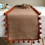 Bohemian Jute Pom-Pom Table Runner